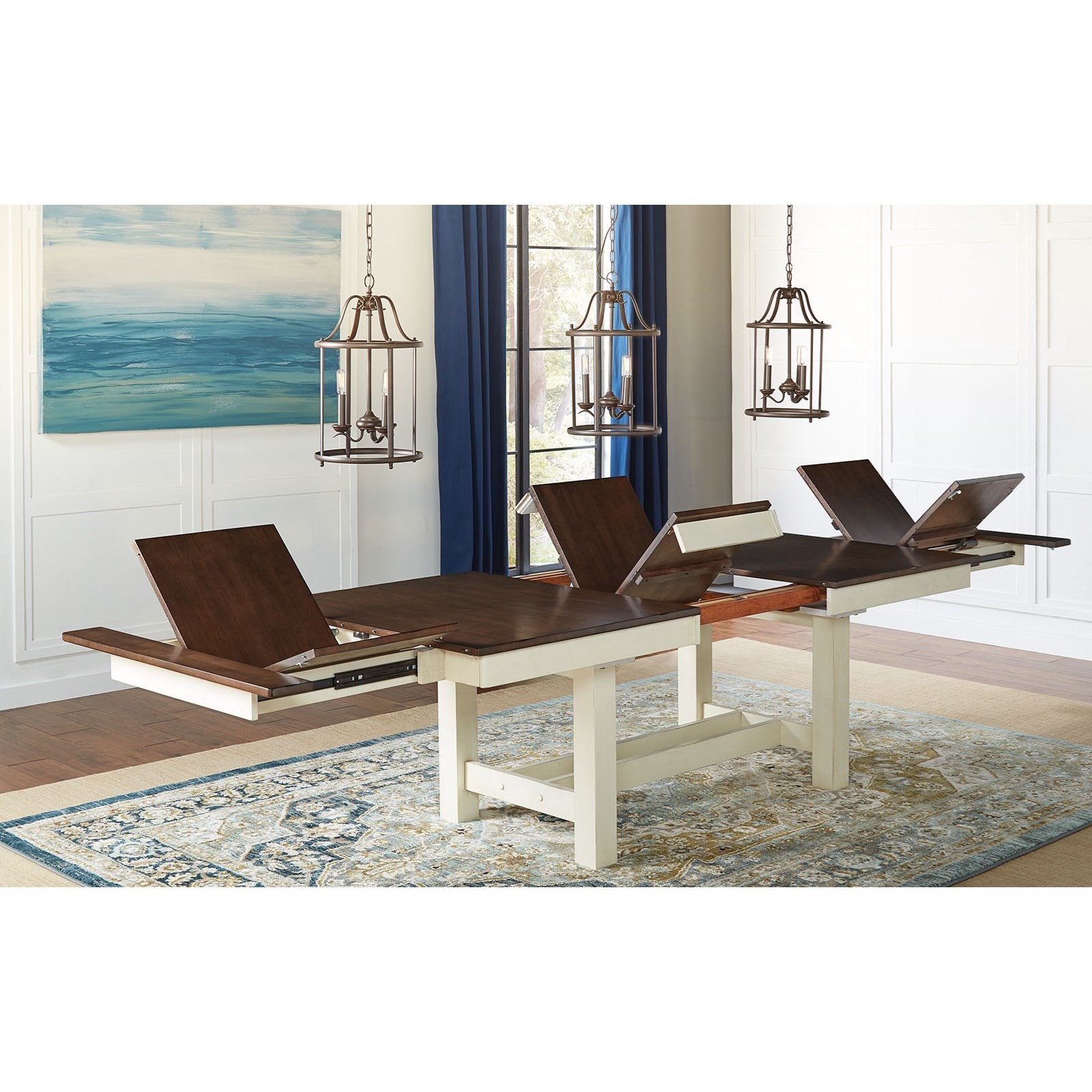Trestle table with clearance leaves