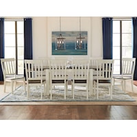 11 Piece Dining Table and Slatback Chairs Set