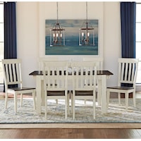 7 Piece Dining Table and Slatback Chairs Set