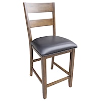 Ladderback Counterheight Stool with Faux Leather Seat