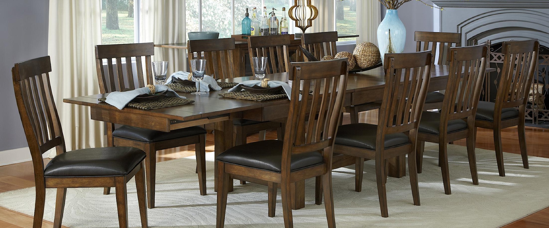 11 Piece Trestle Table and Slatback Chairs Set
