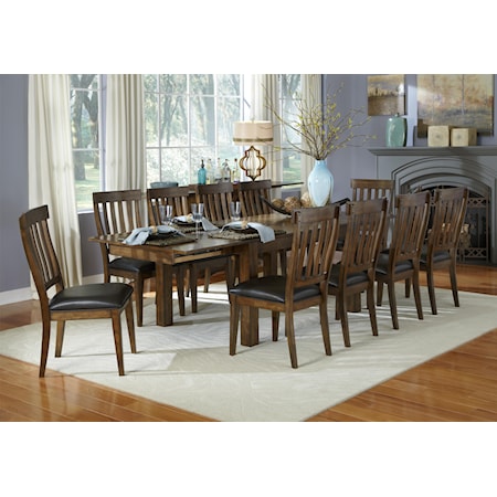 11 Piece Dining Table and Slatback Chairs Set