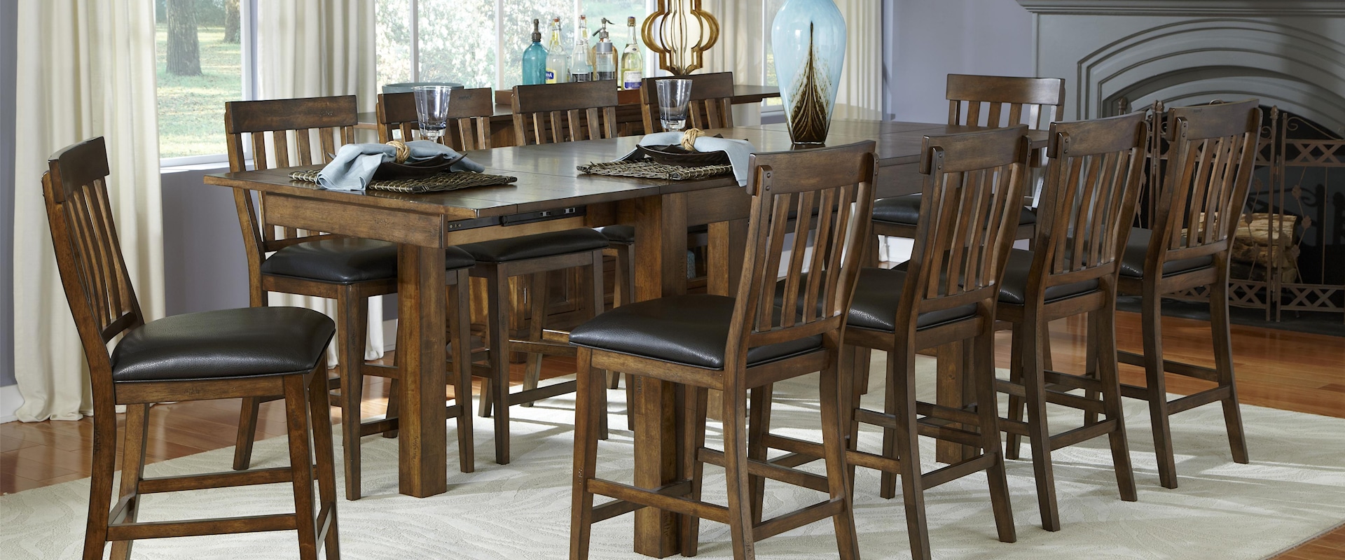 11 Piece Gathering Table and Slatback Chairs Set