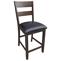 Ladderback Counterheight Stool with Faux Leather Seat