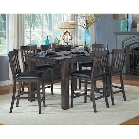 7 Piece Gathering Table and Slatback Chairs Set