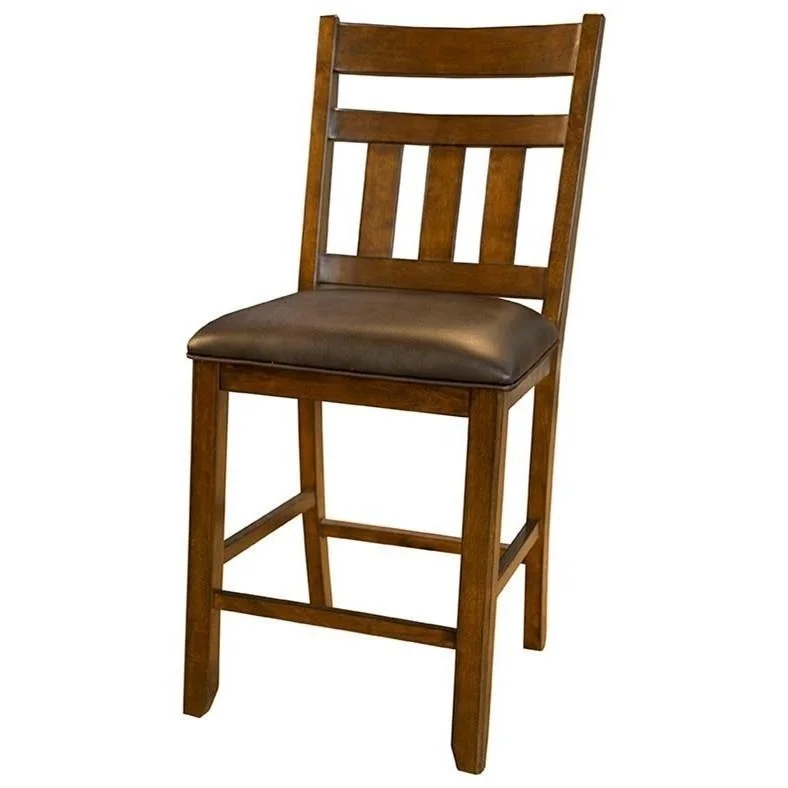 AA Mason Slatback Gathering Height Upholstered Barstool Walker's