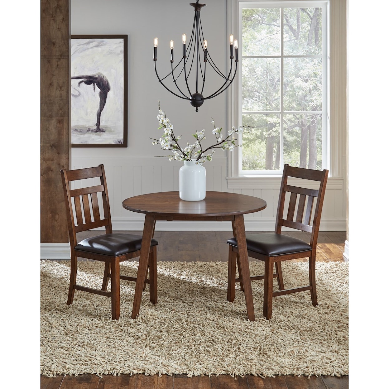 AAmerica Mason Round Drop Leaf Table