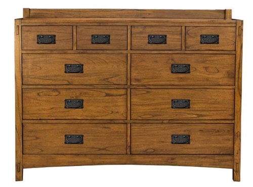 Ten Drawer Dresser with Hammer Tone Textured Hardware