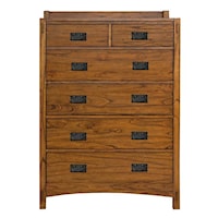 Six Drawer Chest with Hammer Tone Textured Hardware