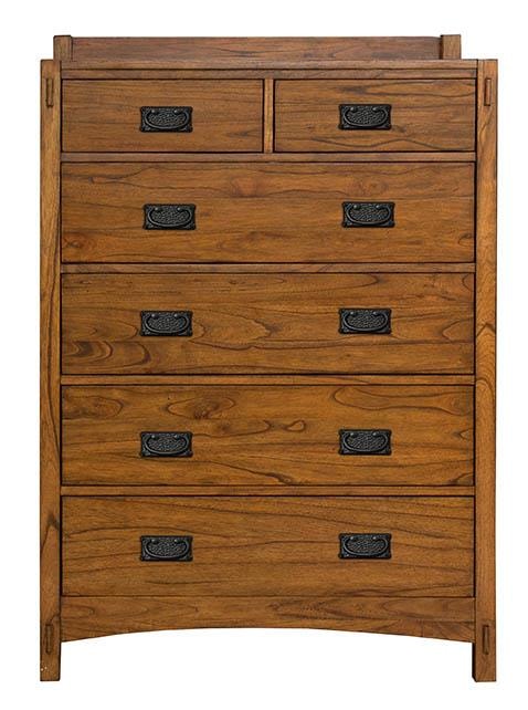 Six Drawer Chest with Hammer Tone Textured Hardware