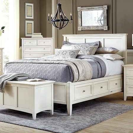 Cottage Style Solid Wood Queen Storage Bed