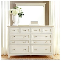Cottage Style Solid Wood Dresser and Mirror Set