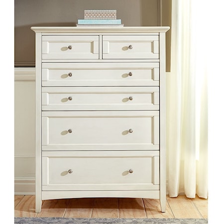 Cottage Style 6-Drawer Chest with Metal Hardware