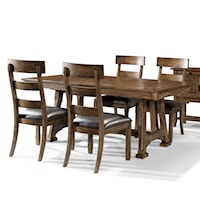 Transitional 5 Piece Trestle Table and Plank Chair Set