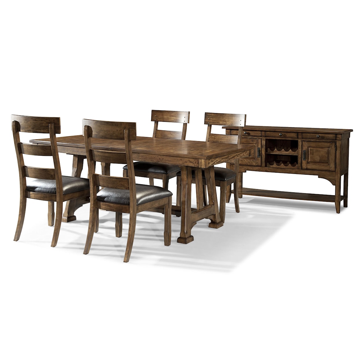 AAmerica Ozark 5 Piece Trestle Table and Chair Set