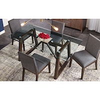 5-Piece Contemporary Dining Room Table Set with Glass Table Top