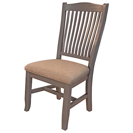 Slatback Dining Side Chair with Upholstered Seat