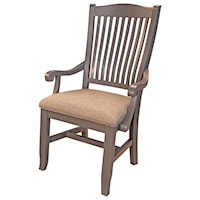 Slatback Dining Arm Chair with Upholstered Seat