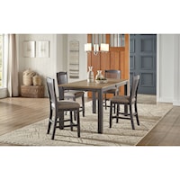 5-Piece Rectangular Gathering Height Table and Upholstered Chair Set with Leaf