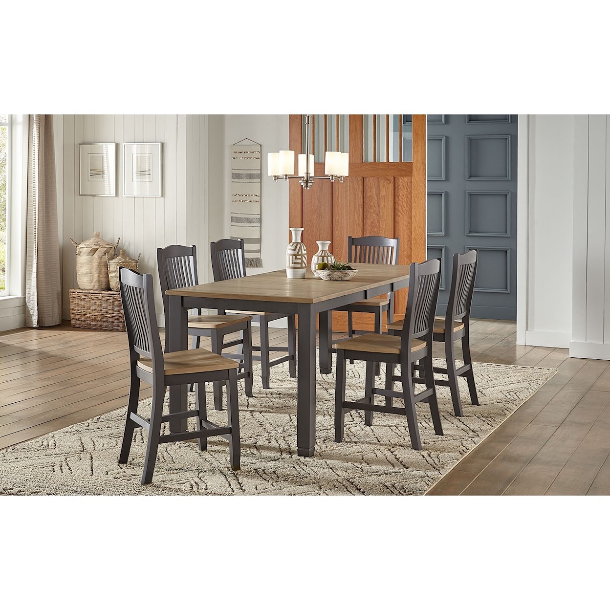 A-A Port Townsend 7-Piece Gathering Height Table and Chair Set