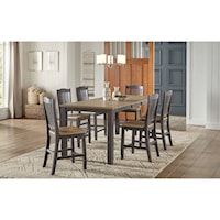 7-Piece Rectangular Gathering Height Table and Chair Set with Leaf