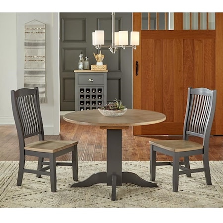 3 Pc Table & Chair Set- (Round Table & 2 Side Chairs)