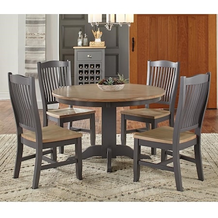 5 Pc Table & Chair Set- (Round Table & 4 Side Chairs)