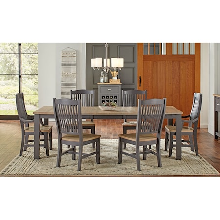 7 Pc Table & Chair Set- (Rectangle Table, 4 Side Chairs & 2 Arm Chairs)
