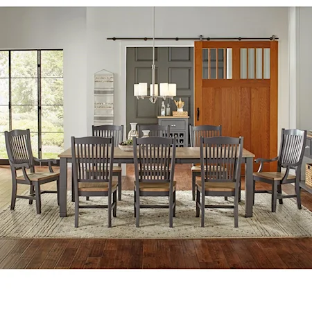 9 Pc Table & Chair Set- (Rectangle Table, 4 Side Chairs & 2 Arm Chairs)