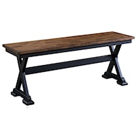 Rustic Solid Wood Dining Bench with Trestle Base