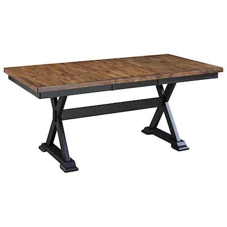 Rustic Solid Wood Trestle Table with 18" Self Storing Butterfly Leaf