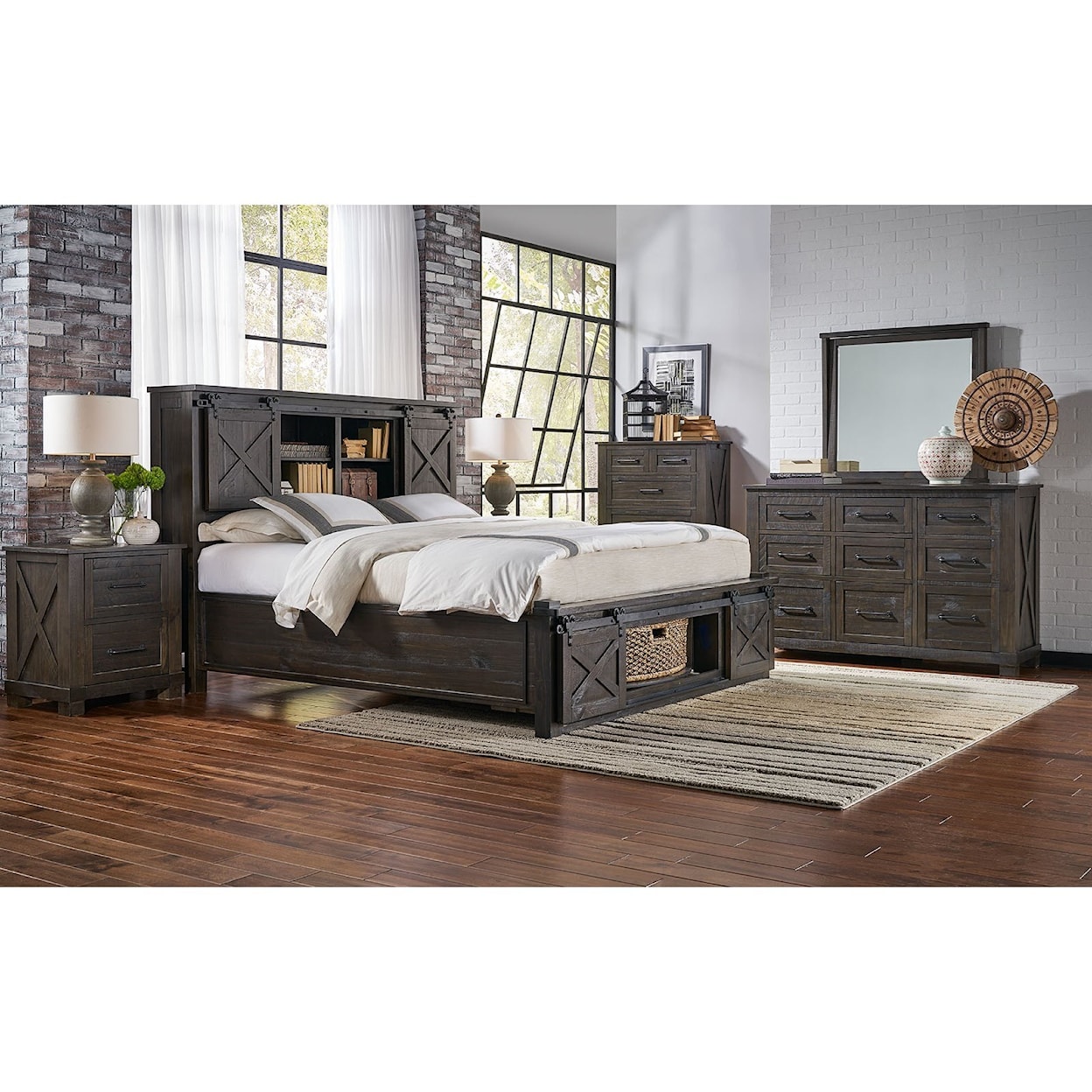 A-A Sun Valley King Bed with Rotating Storage