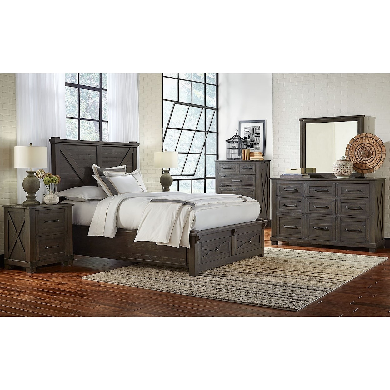 A-A Sun Valley Queen Bed with Footboard Bench