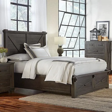 Queen Bed with Footboard Bench and Drawers