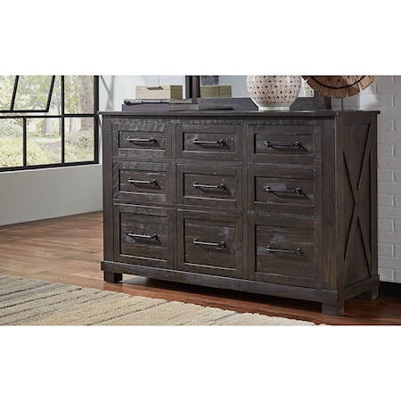 9 Drawer Dresser with Felt Lined Top Drawers