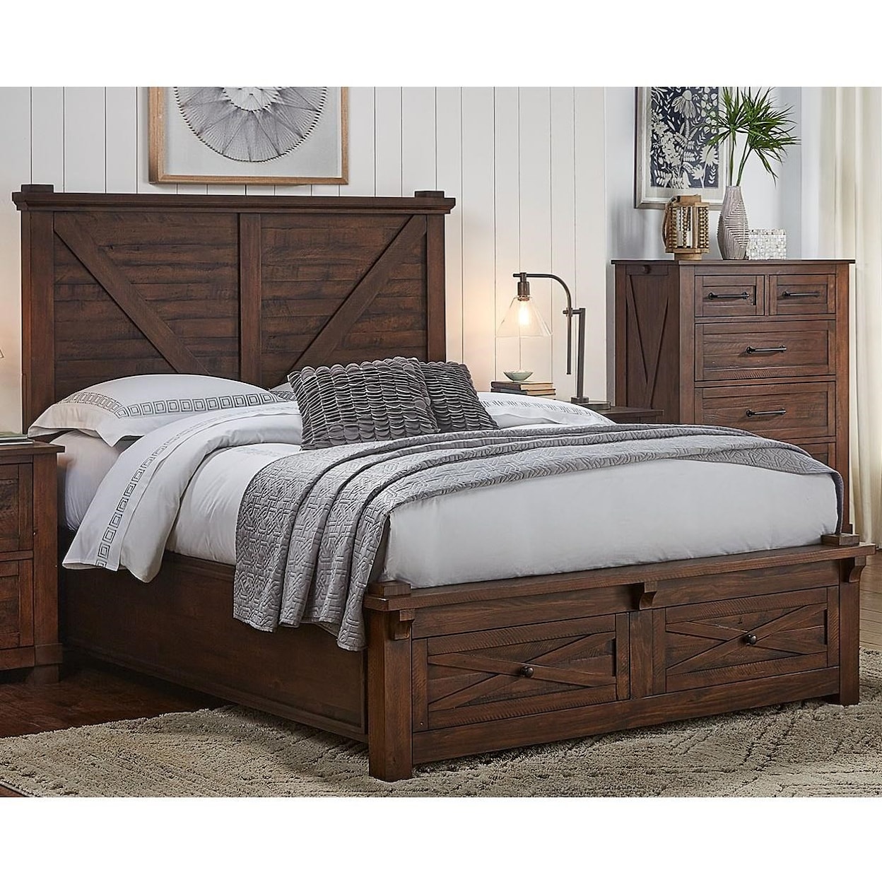 A-A Sun Valley Queen Bed with Footboard Bench