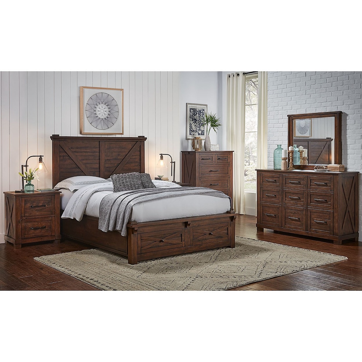 A-A Sun Valley Queen Bed with Footboard Bench