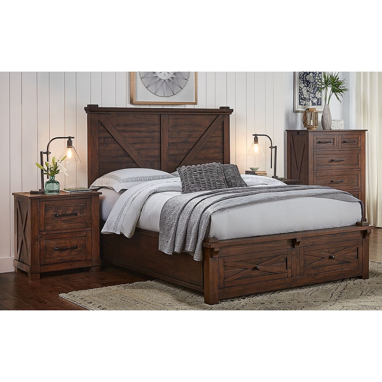 A-A Sun Valley King Bed with Footboard Bench