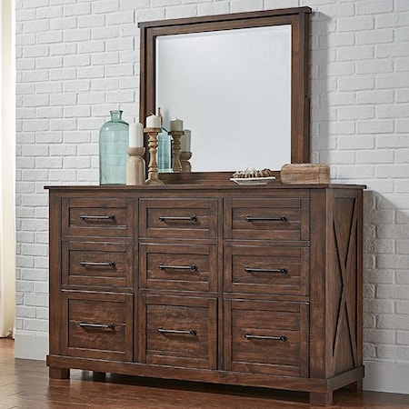 Dresser and Mirror Set