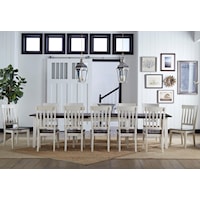 13 Piece Leaf Table and Slat Back Chair Dining Set