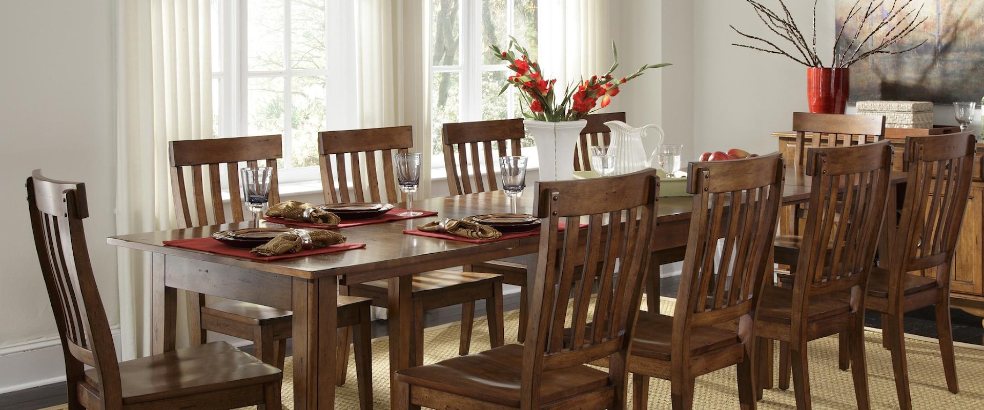 Vers-A-Table with 6 Ladderback Side Chairs