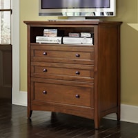 Transitional 3-Drawer Media Chest with Cord Management