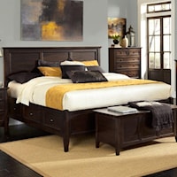 Transitional King Bed with 6 Storage Drawers