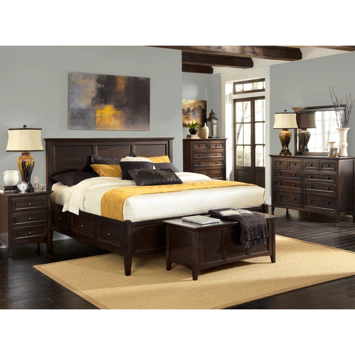 Dark wood dresser set sales