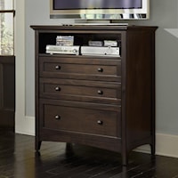 Transitional 3-Drawer Media Chest with Cord Management