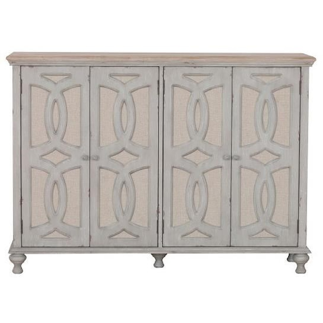 Accentrics Home Sideboards and Buffets 4 Door Fabric and Oak Console