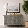 Accentrics Home Small Space Gray Tin Front 4 Door Credenza