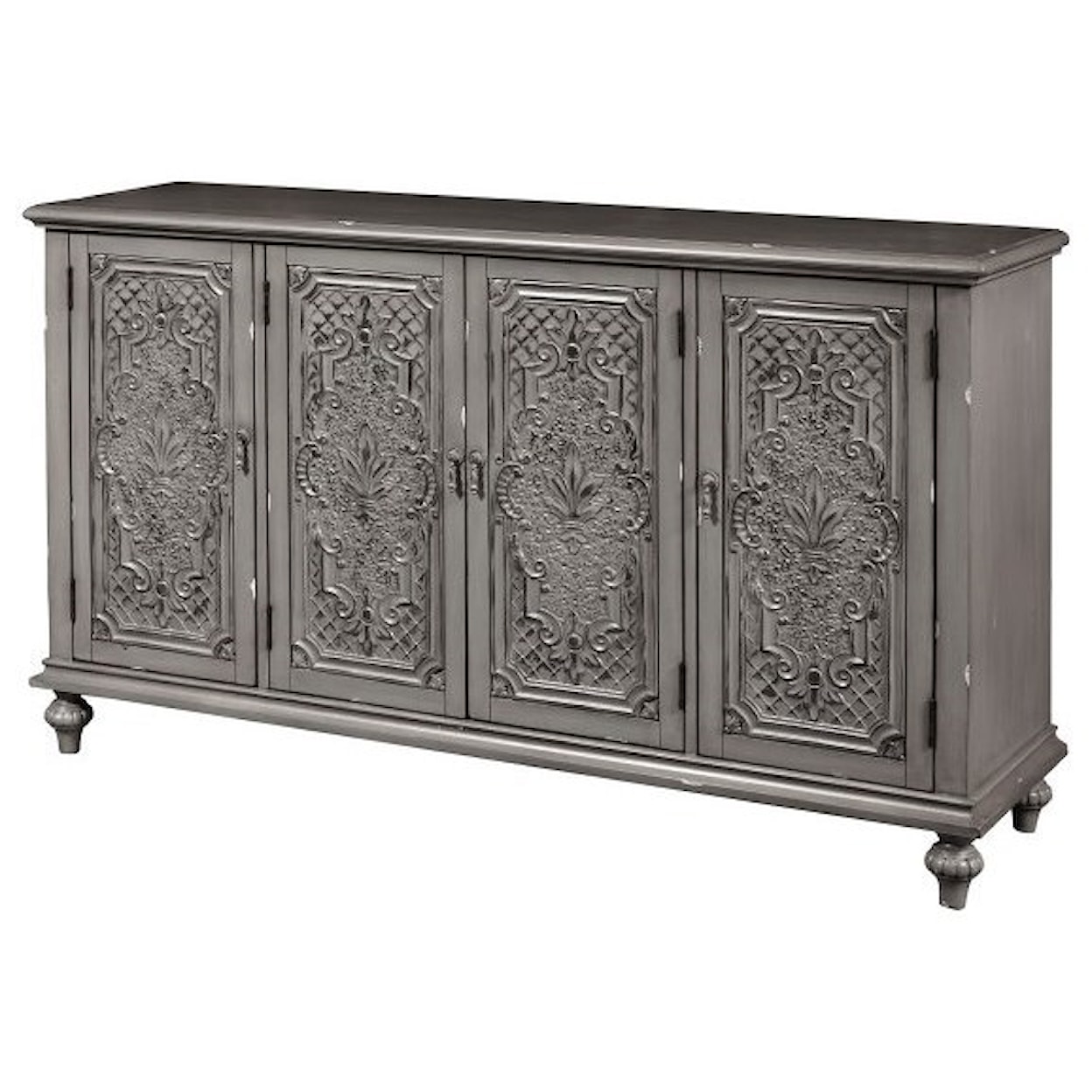 Accentrics Home Small Space Gray Tin Front 4 Door Credenza
