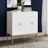 Accentrics Home Small Space Metal Base White Door Cabinet