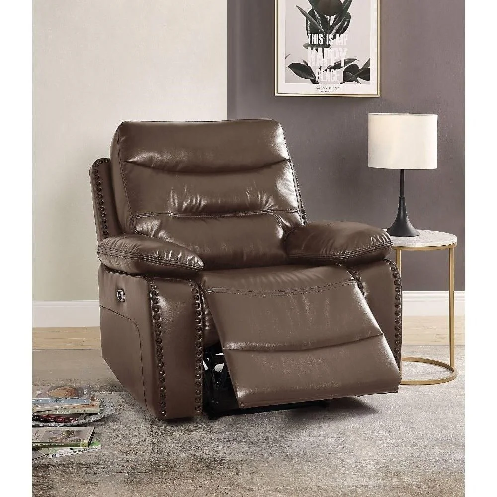 Acme Furniture Aashi 55423 Casual Power Recliner with Nailhead Trim